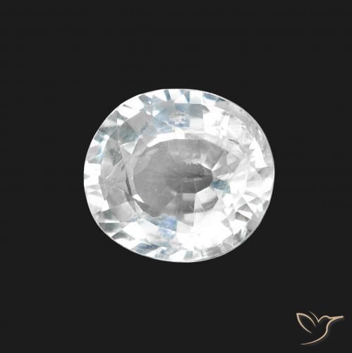 1.64 ct White Sapphire Stone, Natural Sapphire in Oval Facet Shape for Sale