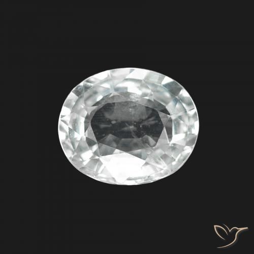 1.60 ct White Sapphire Gemstone, Sapphire Gem in Oval Facet Shape for Sale.
