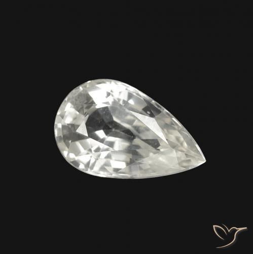 1.32 ct White Sapphire Stone, Natural Sapphire in Pear Facet Shape for Sale