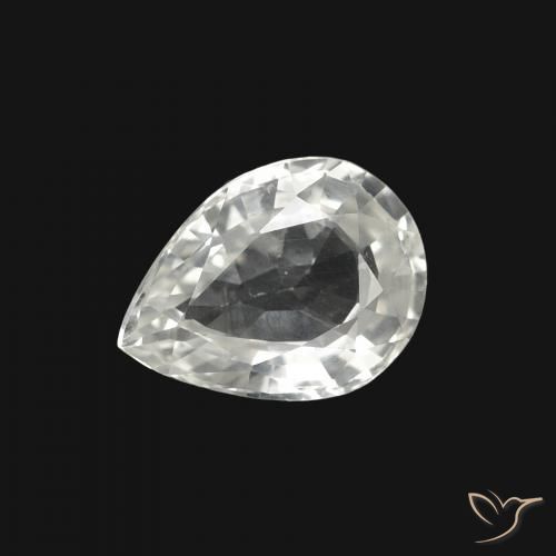 1.25ct Natural White Sapphire, Pear Shape, VVS-VS