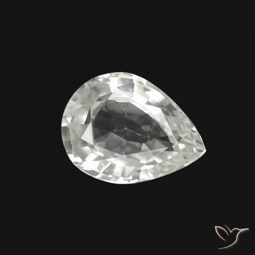 1.25 ct White Sapphire Stone, Natural Sapphire in Pear Facet Shape for Sale