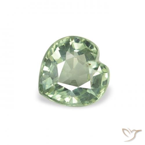 0.68ct Natural Mossy Green Sapphire, Heart, VS, Photo A