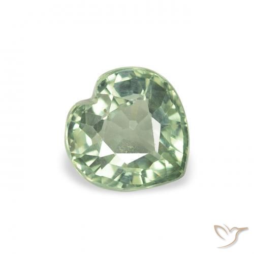 0.68 ct Green Sapphire Stone, Natural Sapphire in Heart Facet Shape for Sale