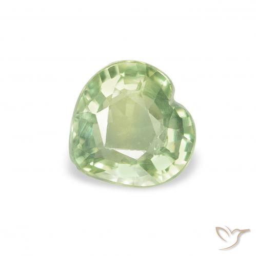 0.64ct Natural Very Light Green Sapphire, Heart, VS