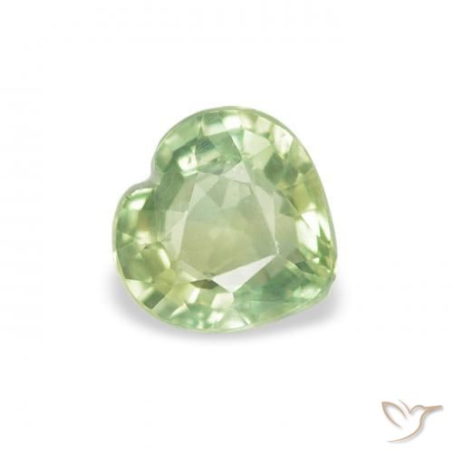 0.64 ct Green Sapphire Stone, Natural Sapphire in Heart Facet Shape for Sale