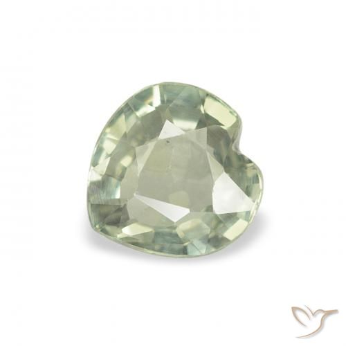 0.61ct Natural Light Green Sapphire, Heart, VS