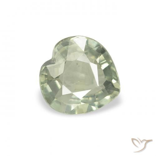 0.61 ct Green Sapphire Stone, Natural Sapphire in Heart Facet Shape for Sale