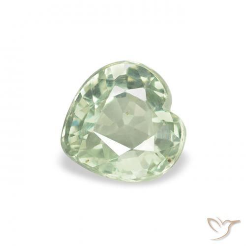 0.70ct Natural Very Light Green Sapphire, Heart, VS