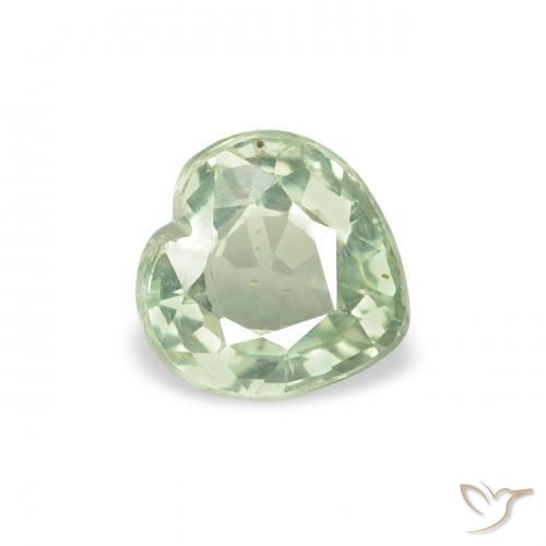 0.70 ct Green Sapphire Stone, Natural Sapphire in Heart Facet Shape for Sale