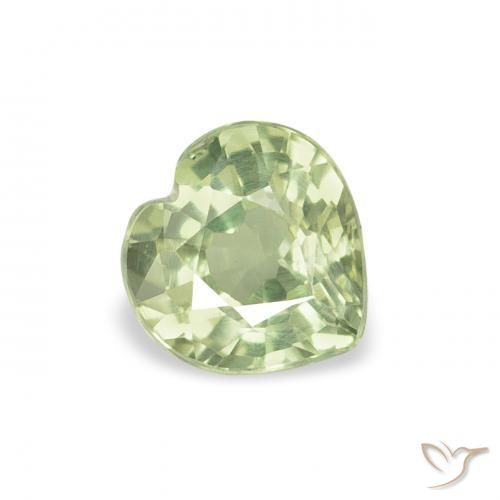 0.64 ct Green Sapphire Gemstone, Sapphire Gem in Heart Facet Shape for Sale.