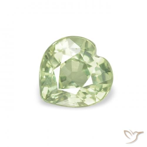 0.64 ct Green Sapphire Stone, Natural Sapphire in Heart Facet Shape for Sale