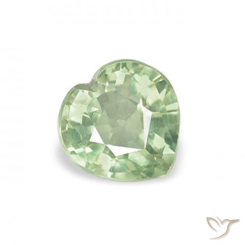 0.71 ct Green Sapphire Stone, Natural Sapphire in Heart Facet Shape for Sale
