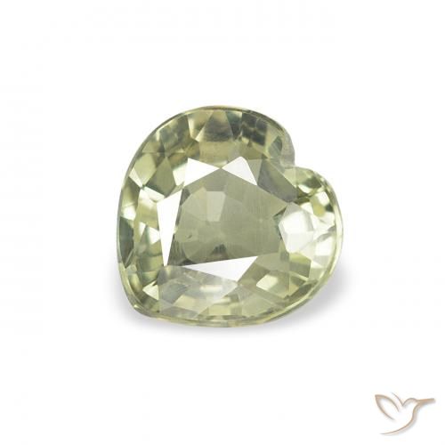 0.70ct Natural Yellowish Green Sapphire, Heart, VVS-VS