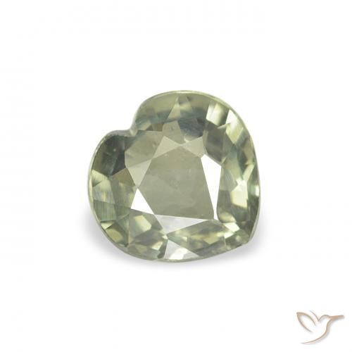 0.55 ct Green Sapphire Stone, Natural Sapphire in Heart Facet Shape for Sale