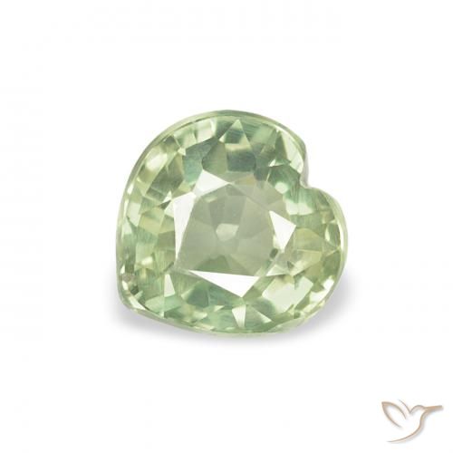 0.76ct Natural Very Light Sage Green Sapphire, Heart, VVS-VS