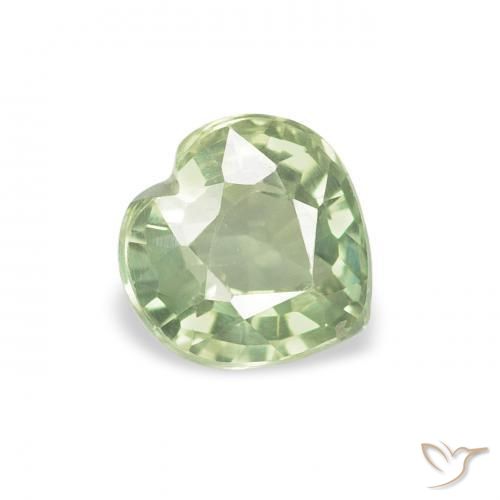 0.76 ct Green Sapphire Stone, Natural Sapphire in Heart Facet Shape for Sale