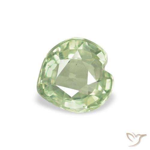 0.65ct Natural Very Light Sage Green Sapphire, Heart, VVS-VS