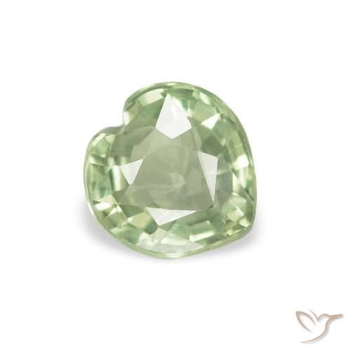 0.65 ct Green Sapphire Stone, Natural Sapphire in Heart Facet Shape for Sale