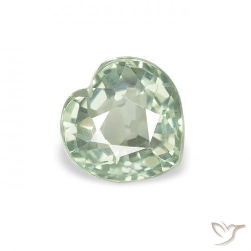 0.69 ct Green Sapphire Gemstone, Sapphire Gem in Heart Facet Shape for Sale.