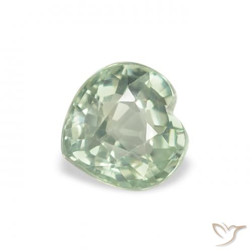 0.69 ct Green Sapphire Stone, Natural Sapphire in Heart Facet Shape for Sale