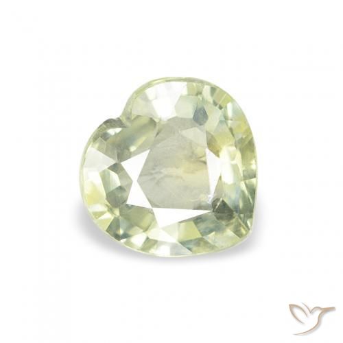 0.65 ct Green Sapphire Stone, Natural Sapphire in Heart Facet Shape for Sale