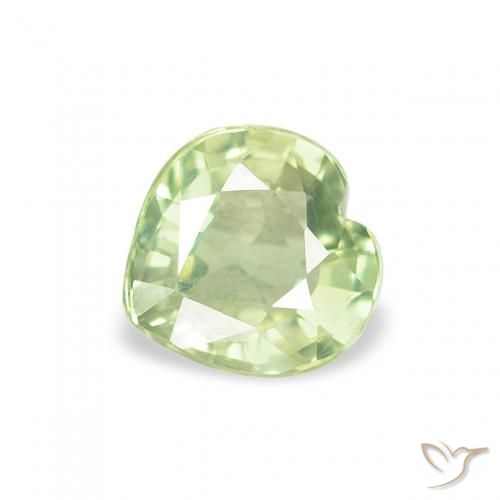 0.64ct Natural Light Green Sapphire, Heart, VS, Photo A