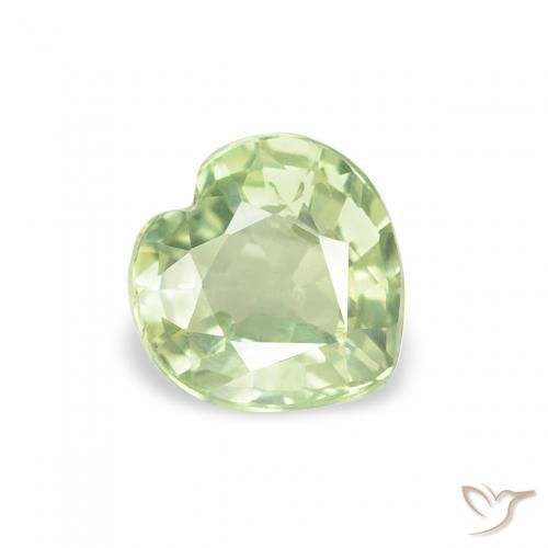 0.64 ct Green Sapphire Stone, Natural Sapphire in Heart Facet Shape for Sale