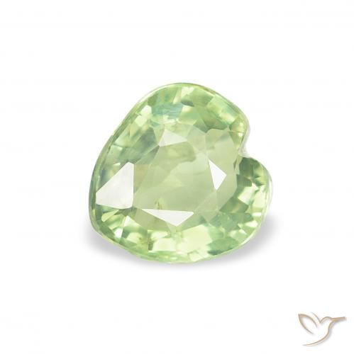 0.73ct Natural Very Light Green Sapphire, Heart, VS