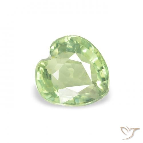 0.73 ct Green Sapphire Stone, Natural Sapphire in Heart Facet Shape for Sale