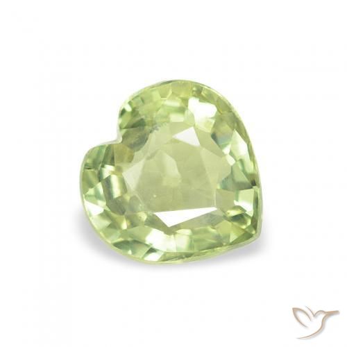 0.69 ct Green Sapphire Stone, Natural Sapphire in Heart Facet Shape for Sale