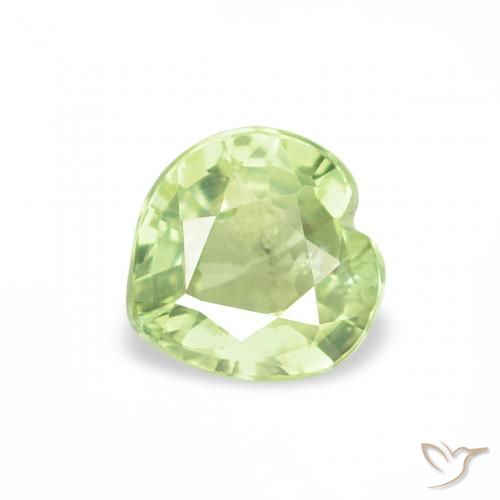 0.59ct Natural Light Yellow Green Sapphire, Heart, VS