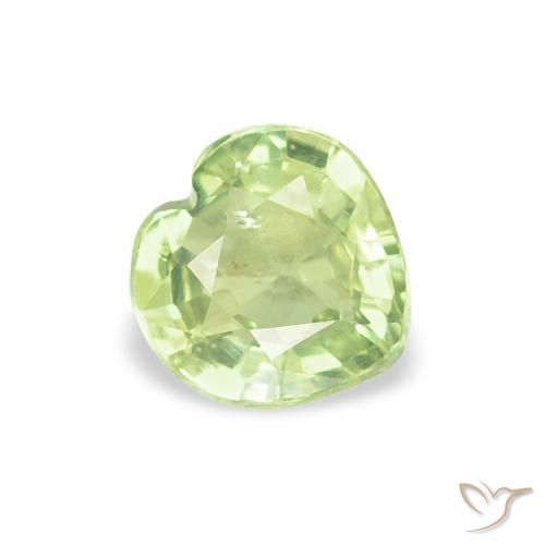0.59 ct Green Sapphire Stone, Natural Sapphire in Heart Facet Shape for Sale