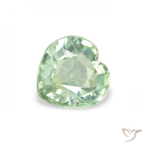 0.70ct Natural Light Green Sapphire, Heart, VS