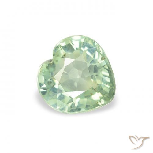 0.70 ct Green Sapphire Stone, Natural Sapphire in Heart Facet Shape for Sale