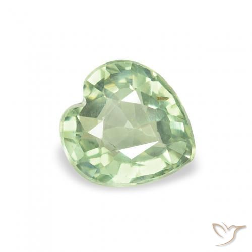 0.67 ct Green Sapphire Stone, Natural Sapphire in Heart Facet Shape for Sale
