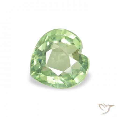 0.66 ct Green Sapphire Gemstone, Sapphire Gem in Heart Facet Shape for Sale.