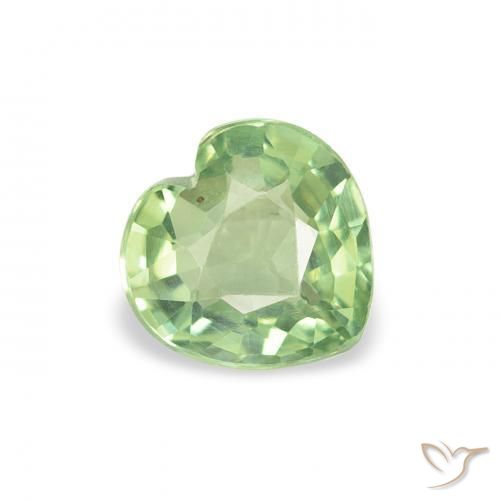 0.66 ct Green Sapphire Stone, Natural Sapphire in Heart Facet Shape for Sale