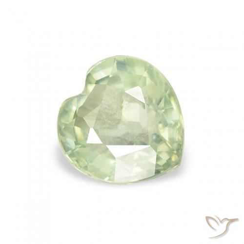 0.69ct Natural Very Light Green Sapphire, Heart, VS