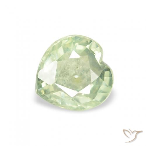0.69 ct Green Sapphire Stone, Natural Sapphire in Heart Facet Shape for Sale