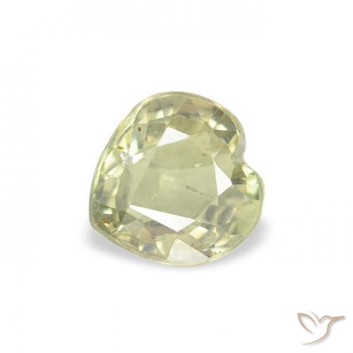 0.60ct Natural Yellowish Green Sapphire, Heart, VS