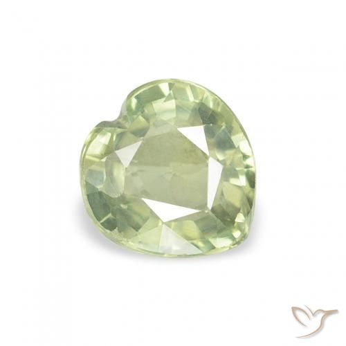 0.62 ct Green Sapphire Stone, Natural Sapphire in Heart Facet Shape for Sale