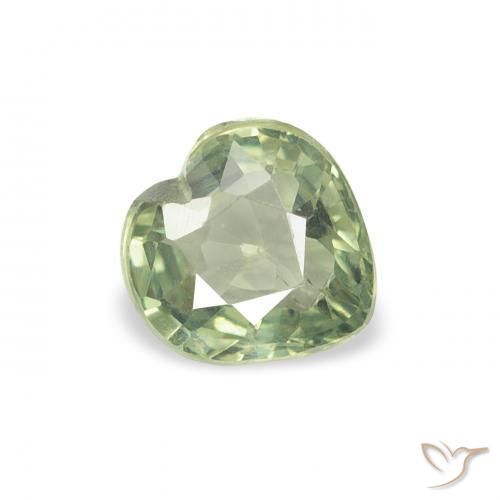 0.64 ct Green Sapphire Stone, Natural Sapphire in Heart Facet Shape for Sale