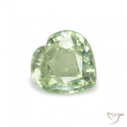 0.66 ct Green Sapphire Stone, Natural Sapphire in Heart Facet Shape for Sale