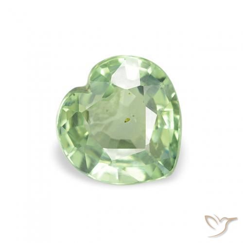 0.61 ct Green Sapphire Stone, Natural Sapphire in Heart Facet Shape for Sale