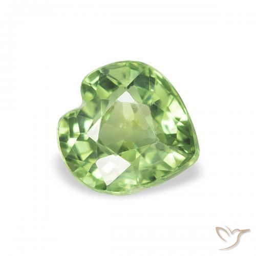 0.64 ct Green Sapphire Stone, Natural Sapphire in Heart Facet Shape for Sale