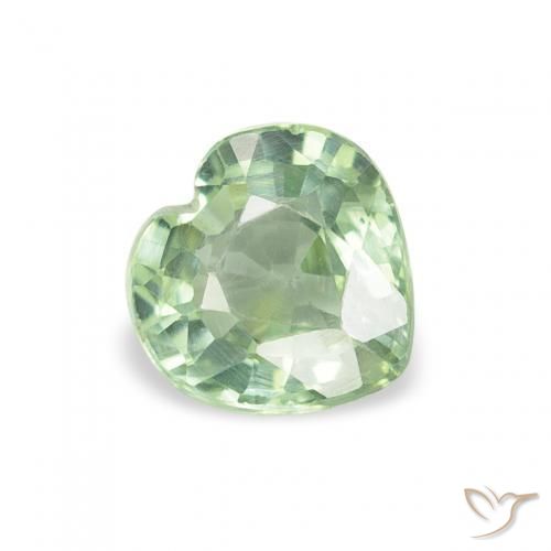 0.67 ct Green Sapphire Stone, Natural Sapphire in Heart Facet Shape for Sale