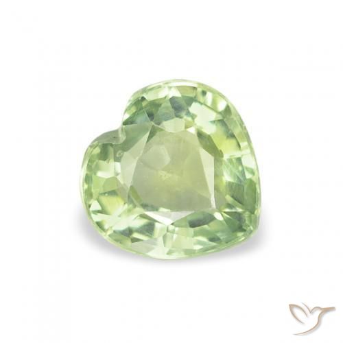 0.68 ct Green Sapphire Stone, Natural Sapphire in Heart Facet Shape for Sale
