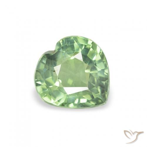 0.62ct Natural Light Sage Green Sapphire, Heart, VS