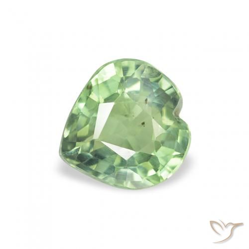 0.62 ct Green Sapphire Stone, Natural Sapphire in Heart Facet Shape for Sale