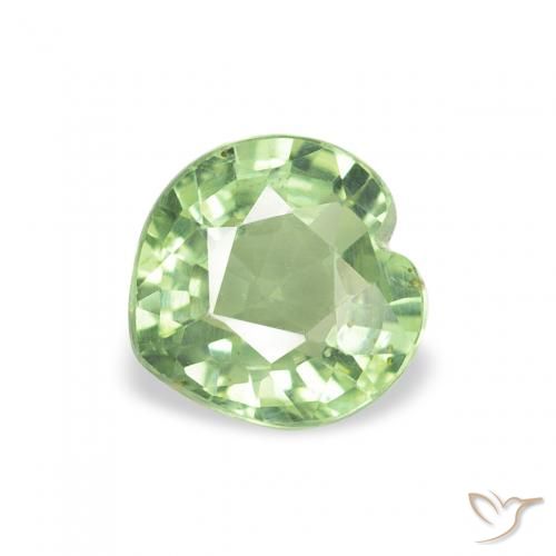0.64 ct Green Sapphire Stone, Natural Sapphire in Heart Facet Shape for Sale